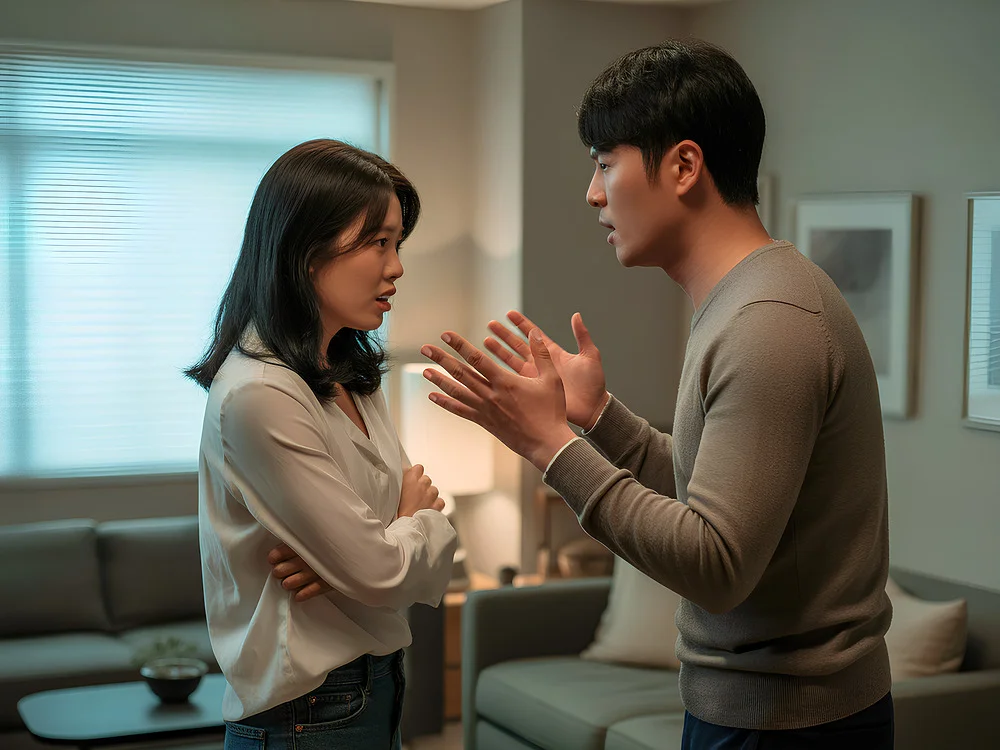 상간자 소송 대처법|집 안에서 심각하게 말다툼을 하는 남녀